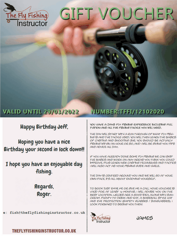 Fly fishing gift voucher